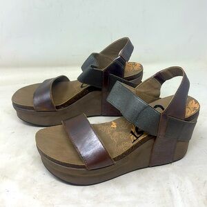 OTBT Bushnell Women’s Size 8.5 Shoes Bronze Wedge Platform Sandals Comfort
